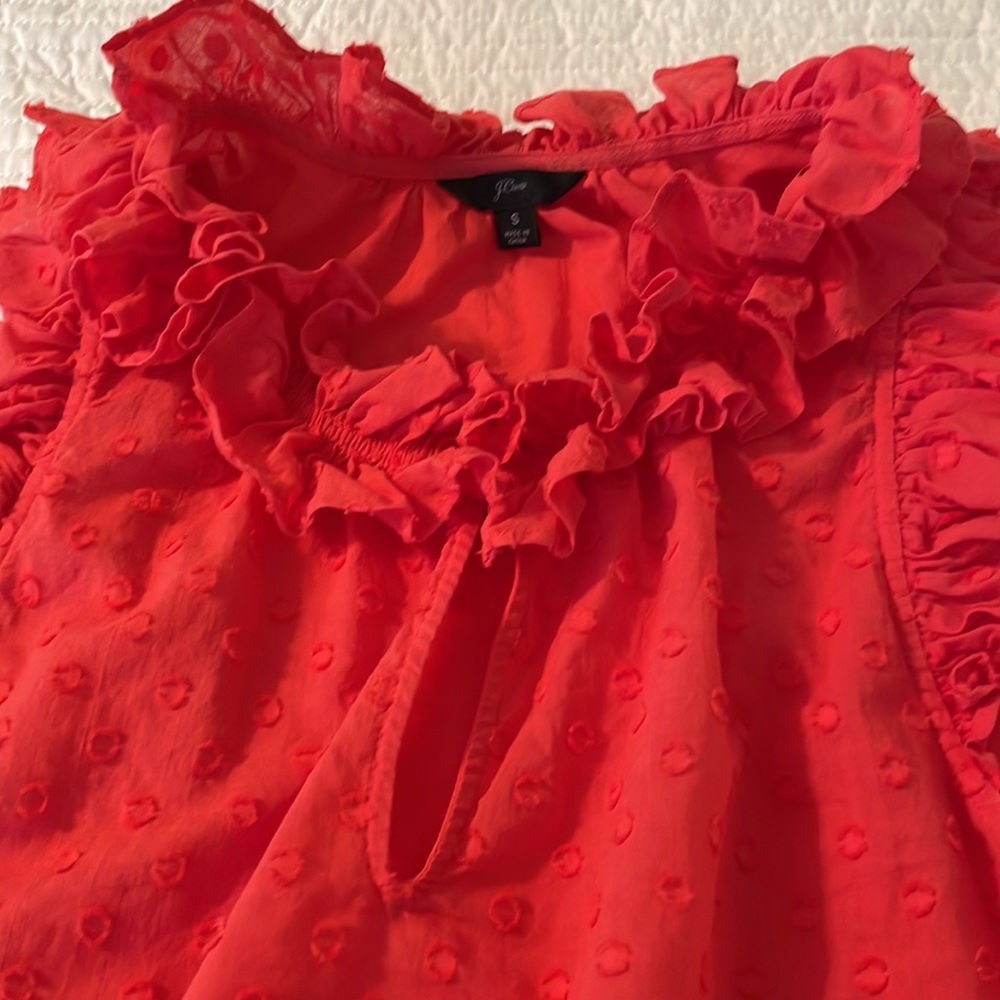 J.Crew women orange sleeveless top with button neck size small